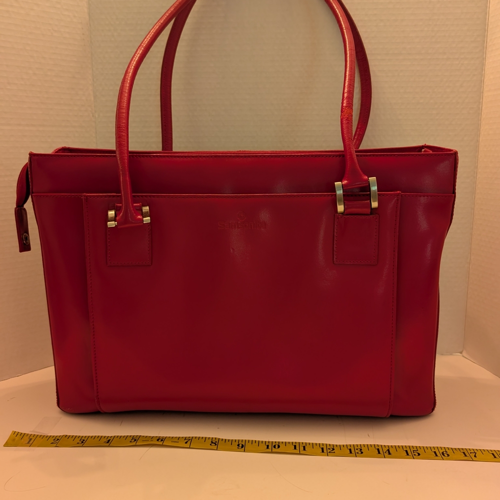 NWOT "Samsonite Every-Time" Red Leather Tote Bag